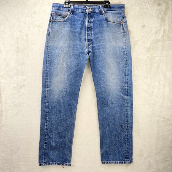 Vtg Levi's 501 XX Jeans Mens 38x34 (Fits 36x29) Straight Button Fly Y2K Whiskers - Picture 1 of 16